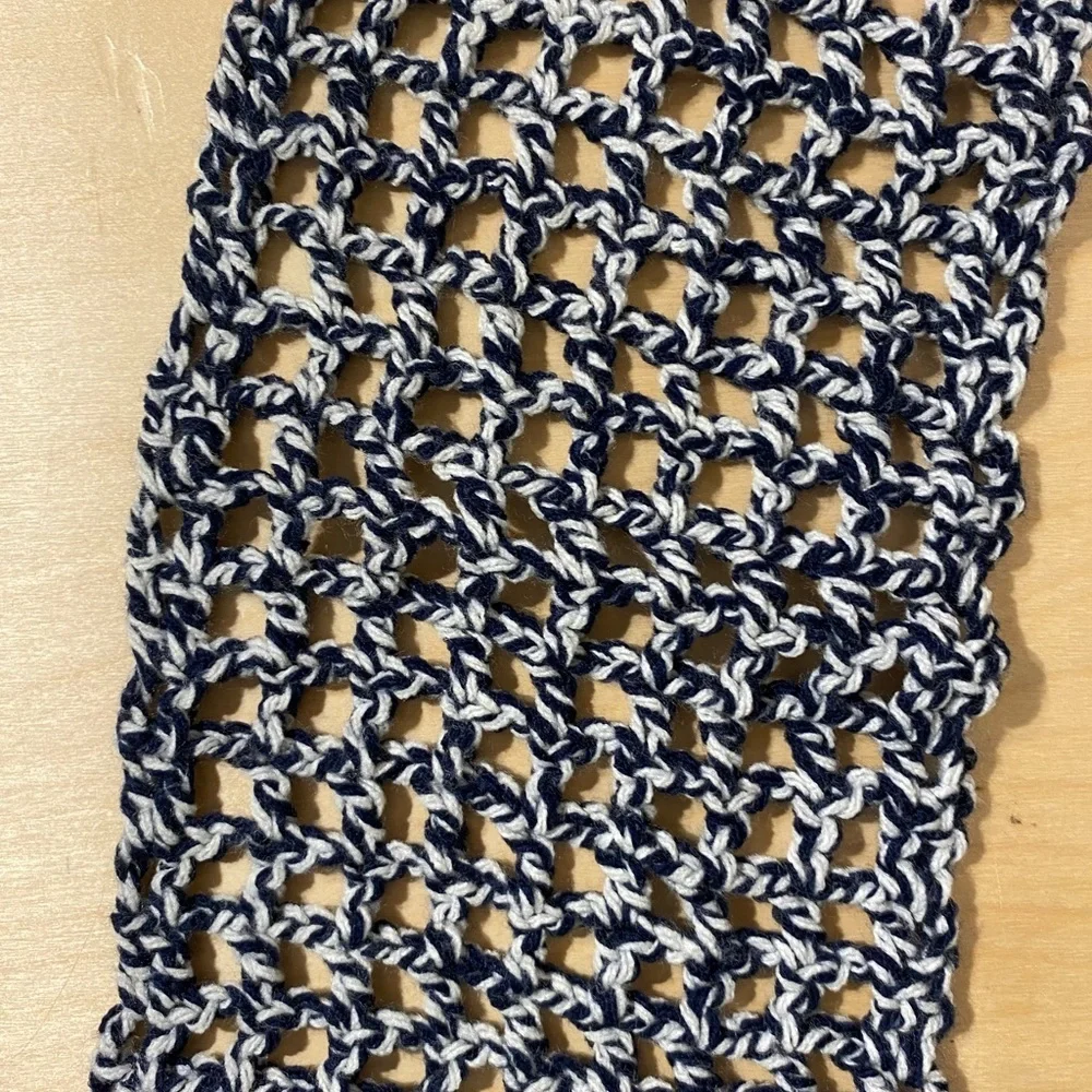 Handmade Crochet Scarf in Black and White (OS)